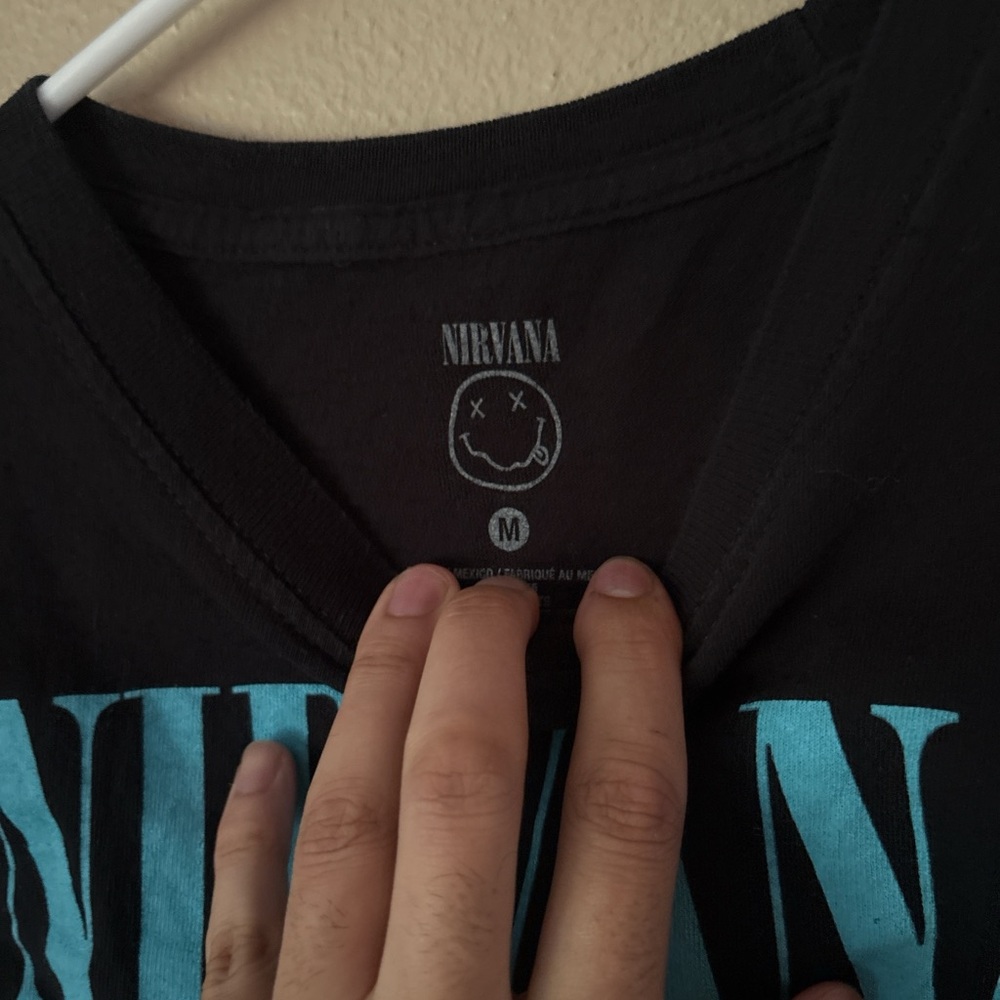 NIRVANA Black Tee with Colorful Angel Graphic - Picture 2 of 3